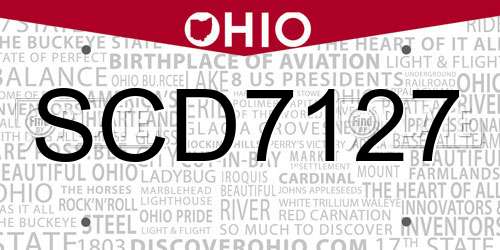 SCD7127 Ohio License Plate