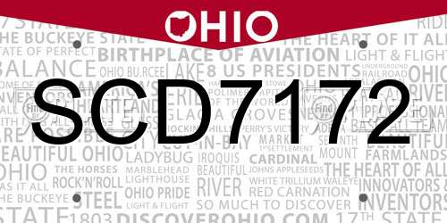 SCD7172 Ohio License Plate