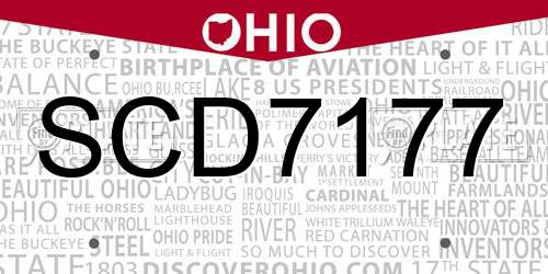 SCD7177 Ohio License Plate