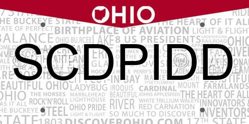 SCDPIDD Ohio License Plate