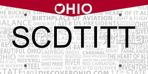 SCDTITT Ohio License Plate