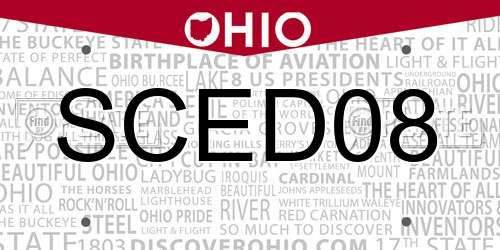 SCED08 Ohio License Plate