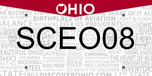 SCEO08 Ohio License Plate