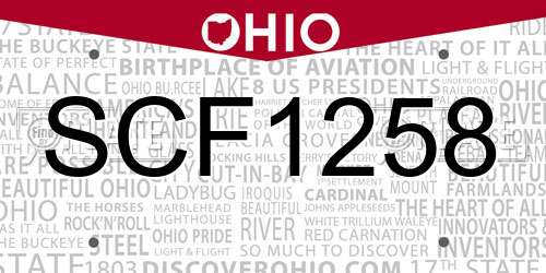 SCF1258 Ohio License Plate