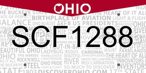 SCF1288 Ohio License Plate