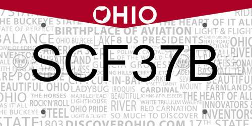 SCF37B Ohio License Plate
