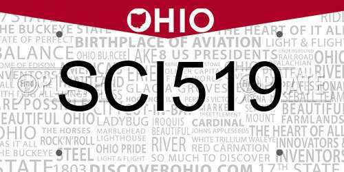 SCI519 Ohio License Plate