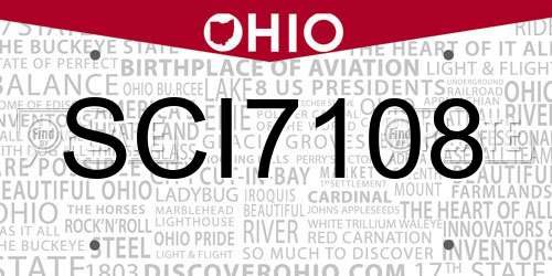 SCI7108 Ohio License Plate