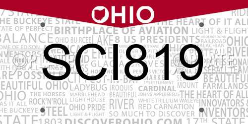 SCI819 Ohio License Plate