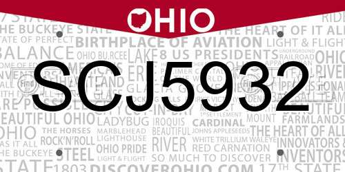 SCJ5932 Ohio License Plate