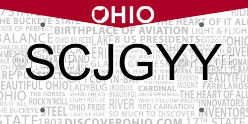SCJGYY Ohio License Plate