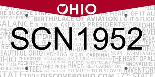 SCN1952 Ohio License Plate