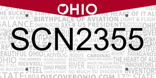 SCN2355 Ohio License Plate