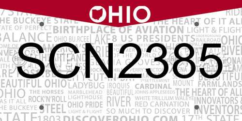 SCN2385 Ohio License Plate