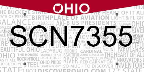 SCN7355 Ohio License Plate