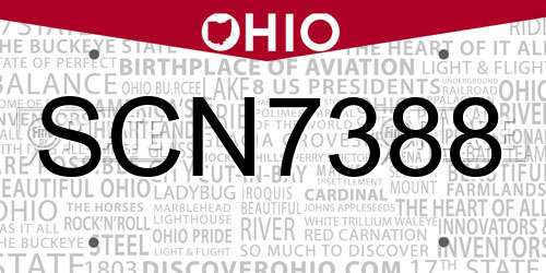 SCN7388 Ohio License Plate