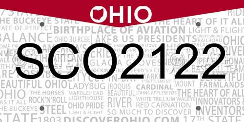 SCO2122 Ohio License Plate