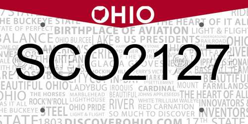 SCO2127 Ohio License Plate