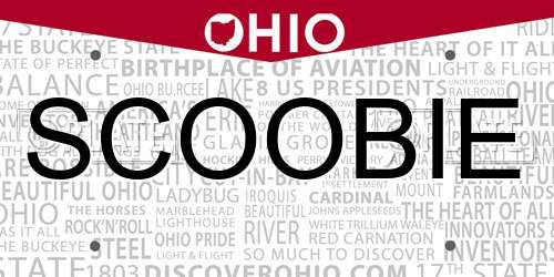 SCOOBIE Ohio License Plate