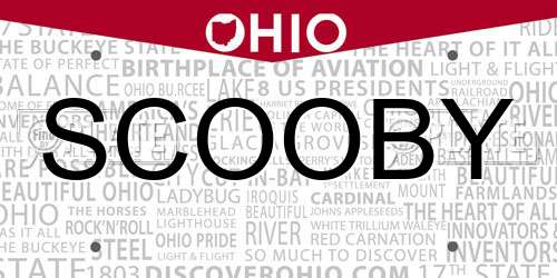 SCOOBY Ohio License Plate