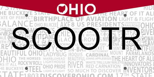 SCOOTR Ohio License Plate