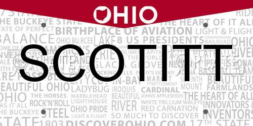 SCOTITT Ohio License Plate
