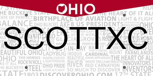 SCOTTXC Ohio License Plate