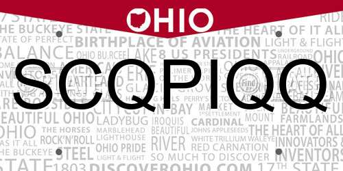 SCQPIQQ Ohio License Plate