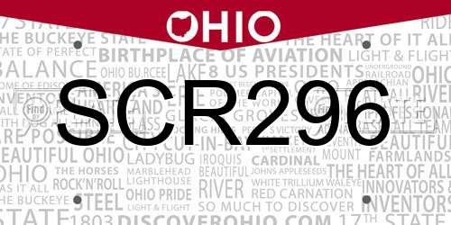 SCR296 Ohio License Plate