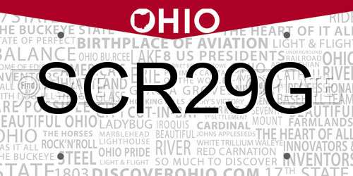 SCR29G Ohio License Plate
