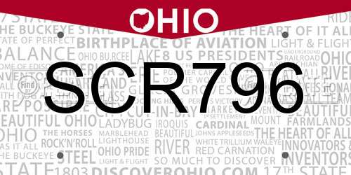 SCR796 Ohio License Plate