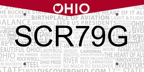 SCR79G Ohio License Plate