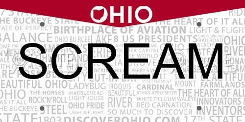 SCREAM Ohio License Plate