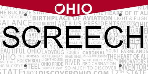 SCREECH Ohio License Plate