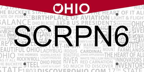 SCRPN6 Ohio License Plate