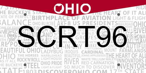 SCRT96 Ohio License Plate