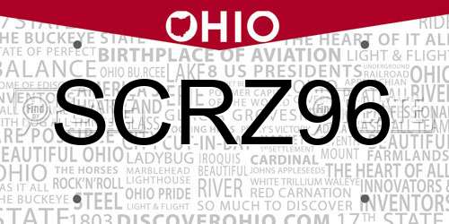 SCRZ96 Ohio License Plate