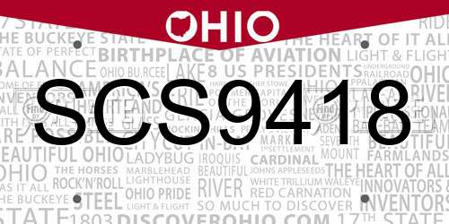 SCS9418 Ohio License Plate