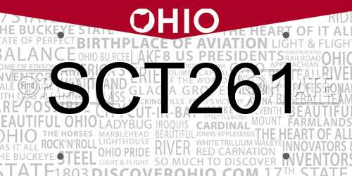 SCT261 Ohio License Plate