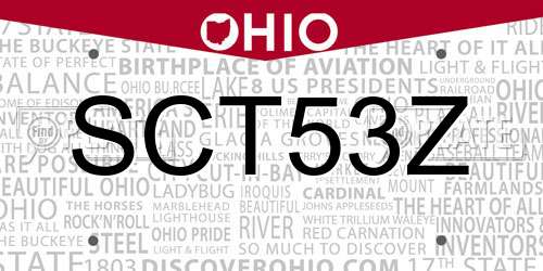 SCT53Z Ohio License Plate