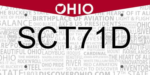 SCT71D Ohio License Plate