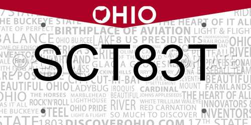 SCT83T Ohio License Plate