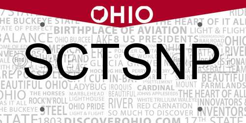 SCTSNP Ohio License Plate