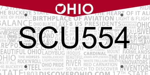 SCU554 Ohio License Plate