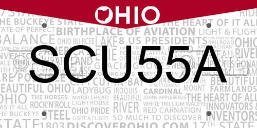 SCU55A Ohio License Plate