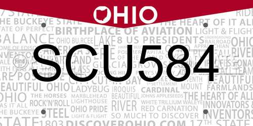 SCU584 Ohio License Plate