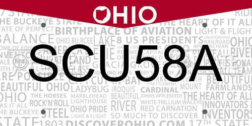 SCU58A Ohio License Plate