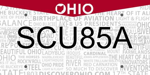 SCU85A Ohio License Plate