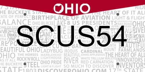 SCUS54 Ohio License Plate