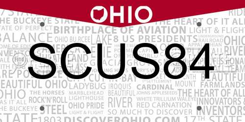 SCUS84 Ohio License Plate